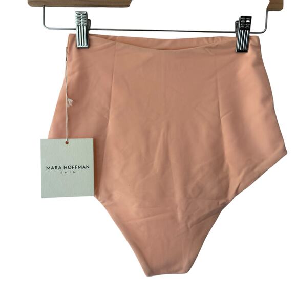 Mara Hoffman Lydia Peach Orange High Waisted Bikini Swimsuit Bottoms Size Medium - Picture 6 of 8